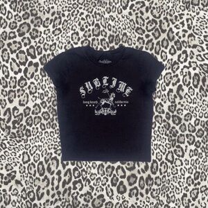 Sublime Black Graphic Crop Top